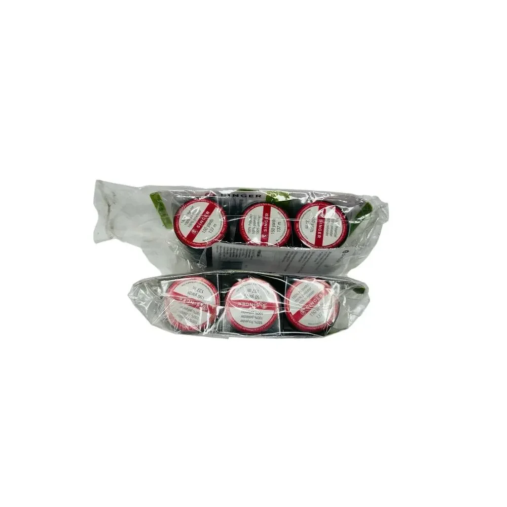 Singer All Purpose Polyester Thread 150yd Black 6 Pack Bundle Set Brand New